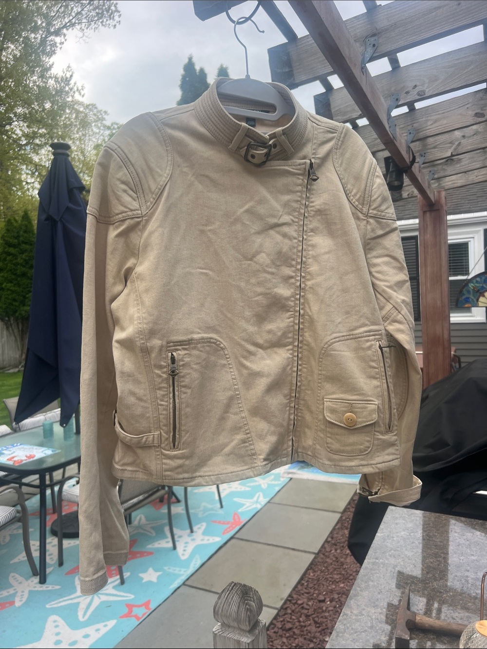 Ralph Lauren Khaki Cotton Blend Biker Jacket